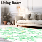 Layered Green Geometric Abstract Rug