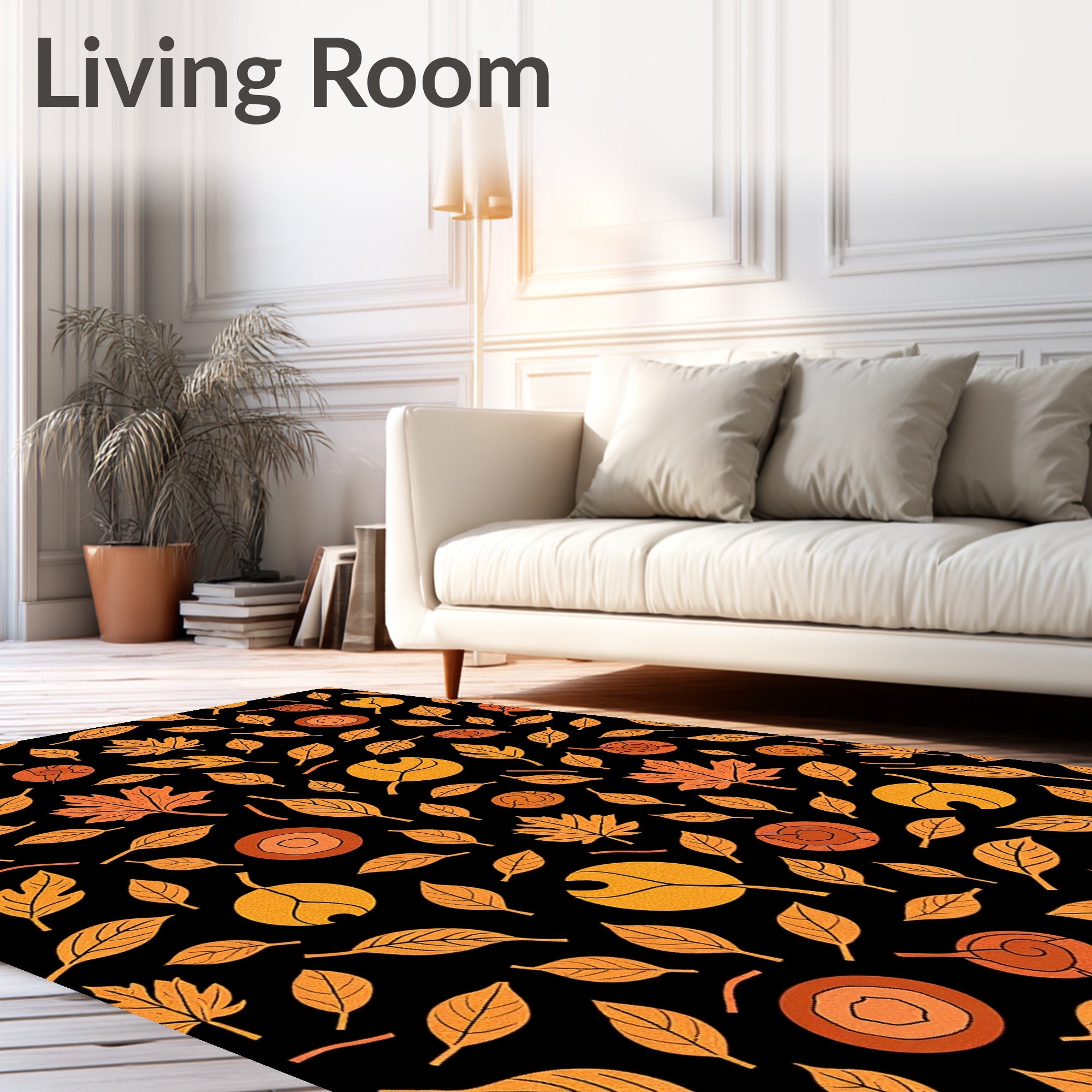 Golden Autumn Harvest Leaf Scatter Rug