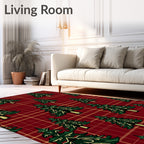 Crimson Tartan Evergreen Forest Rug