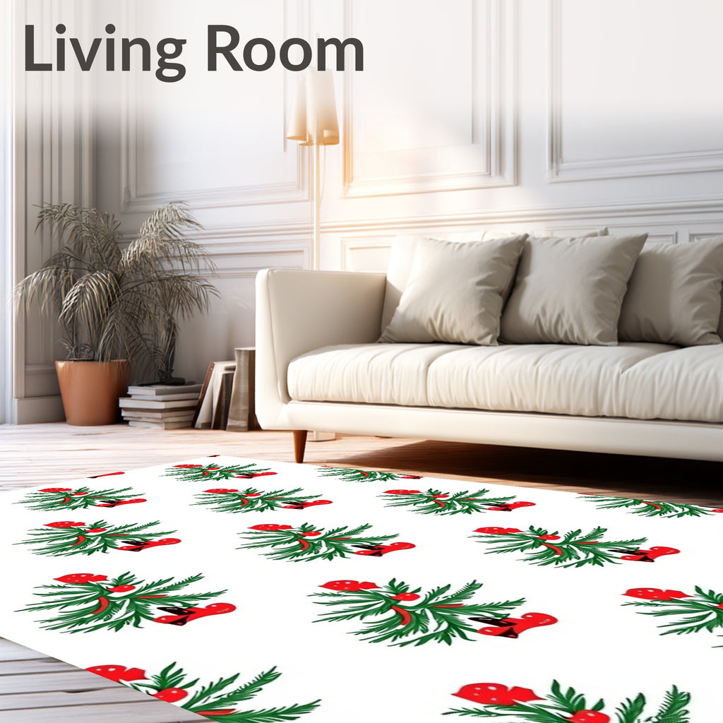 Green Christmas Tree with Red Baubles Rug