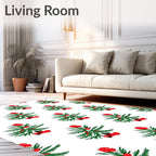 Green Christmas Tree with Red Baubles Rug