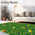 Green Yellow Bus Transportation Repeat Rug