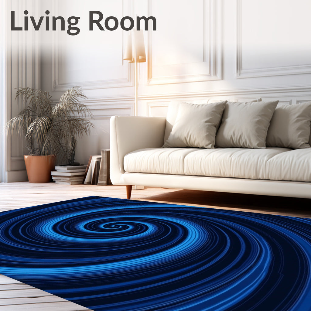 Deep Blue Swirling Vortex Rug