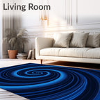 Deep Blue Swirling Vortex Rug