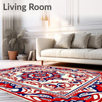 Crimson Navy White Medallion Mandala Rug