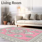 Elegant Pink Floral Mandala Arrangement Rug