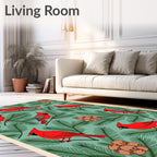 Red Cardinals Pine Branches Rug