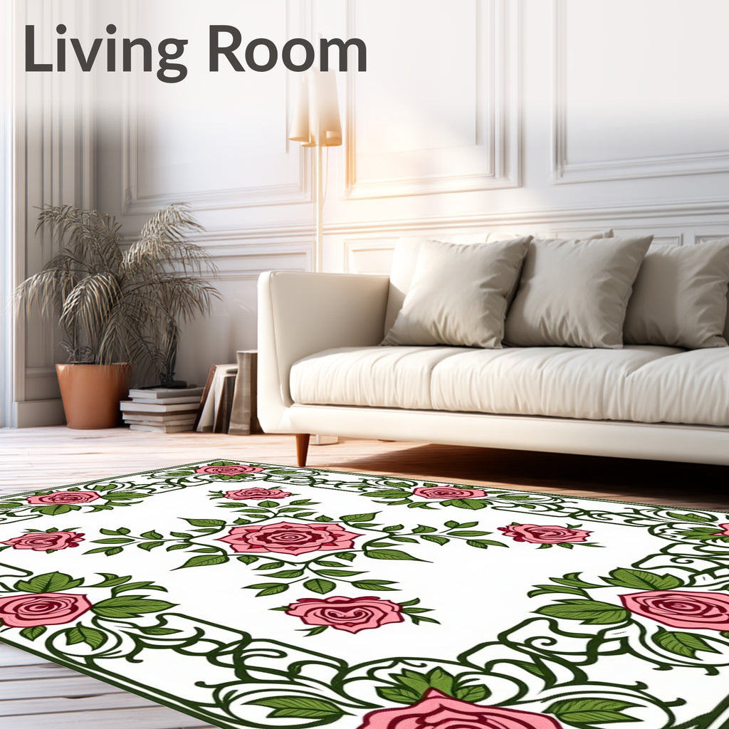 Vintage Rose Garden Border Rug