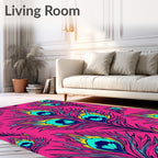 Hot Pink Peacock Feather Arrangement Rug