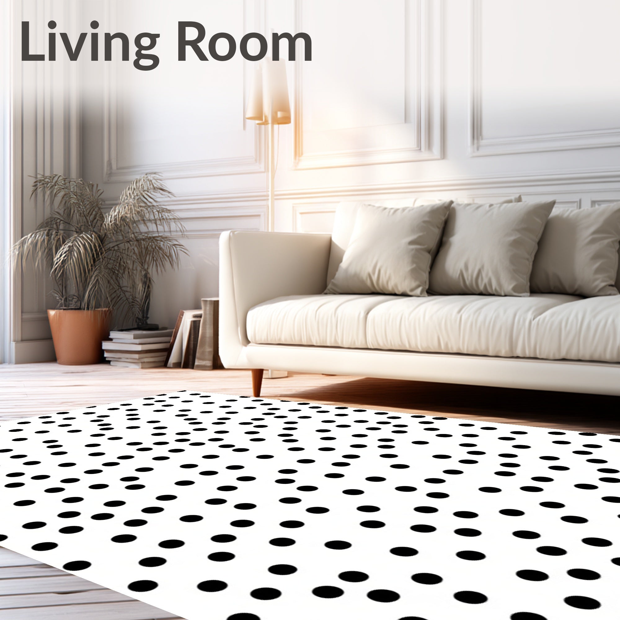Modern Black Polka Dot Scatter Rug
