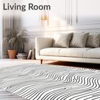 Abstract Black Wave Lines Rug