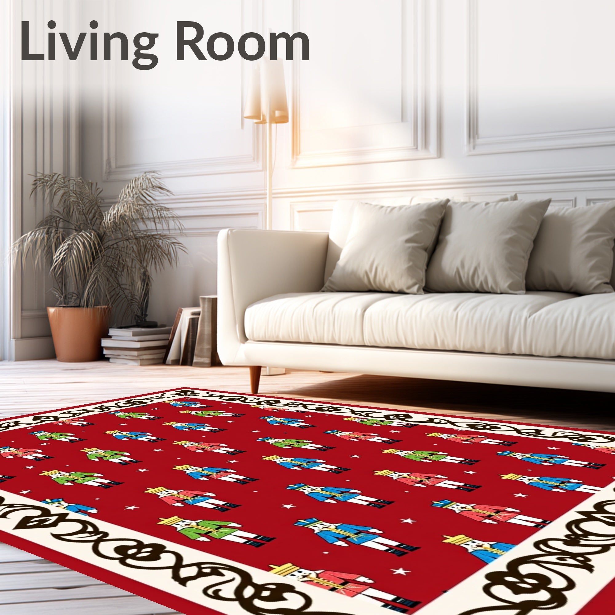 Red Nutcracker Soldier Festive Repeat Rug
