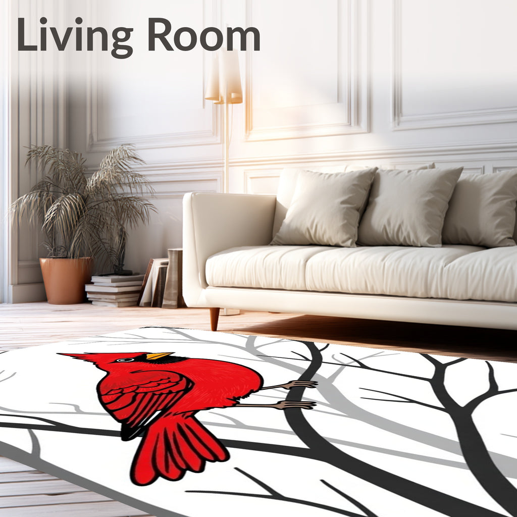 Bold Scarlet Cardinal Perched On Branches Rug
