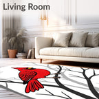 Bold Scarlet Cardinal Perched On Branches Rug