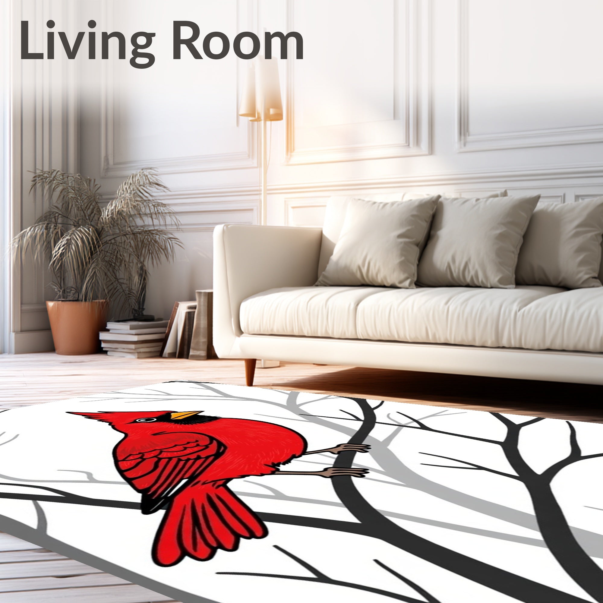 Bold Scarlet Cardinal Perched On Branches Rug