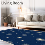 Navy Celestial Sunburst Star Rug