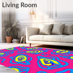 Vibrant Pink Blue Yellow Eye Rug