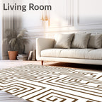 Geometric Maze Brown White Harmony Rug