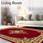 Grand Crimson Gold Floral Medallion Rug