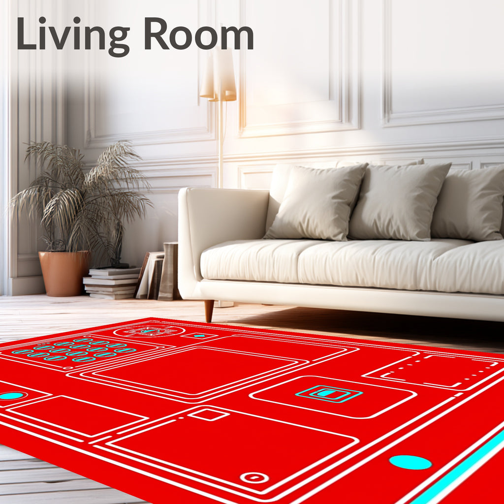 Red Cyan Console Interface Rug