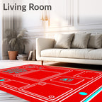 Red Cyan Console Interface Rug