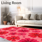 Retro Pink Floral Dot Garden Rug