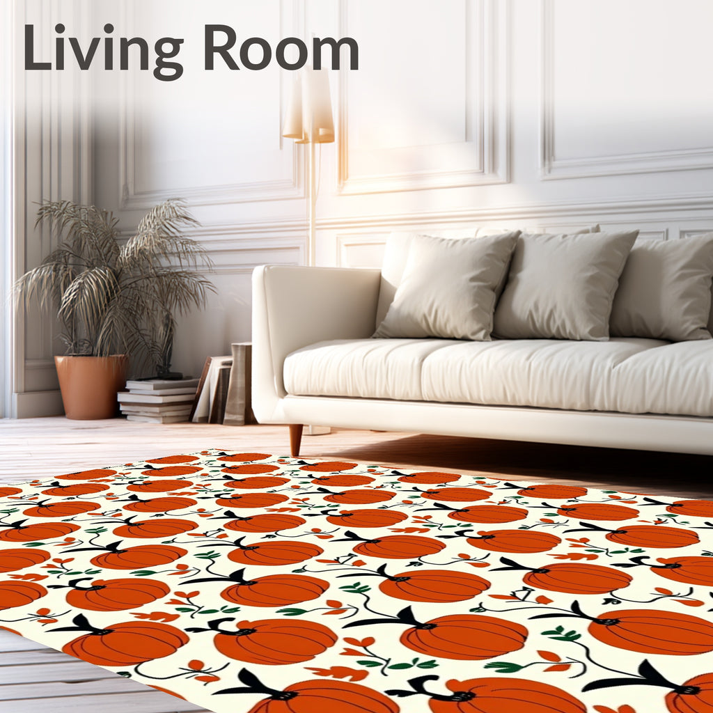 Orange Pumpkin Patch Autumn Foliage Rug