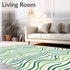 Verdant Green Wavy Stripes Rug