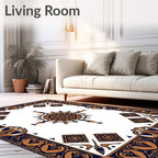 Ornate Navy Gold Medallion Scroll Rug