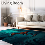 Prehistoric Jungle Dinosaur Lightning Storm Rug