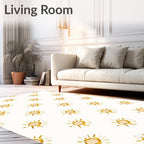Golden White Daisy Floral Repeat Rug