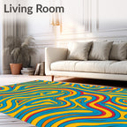 Retro Yellow Blue Swirl Harmony Rug