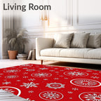 Festive Red Snowflake Medallion Rug