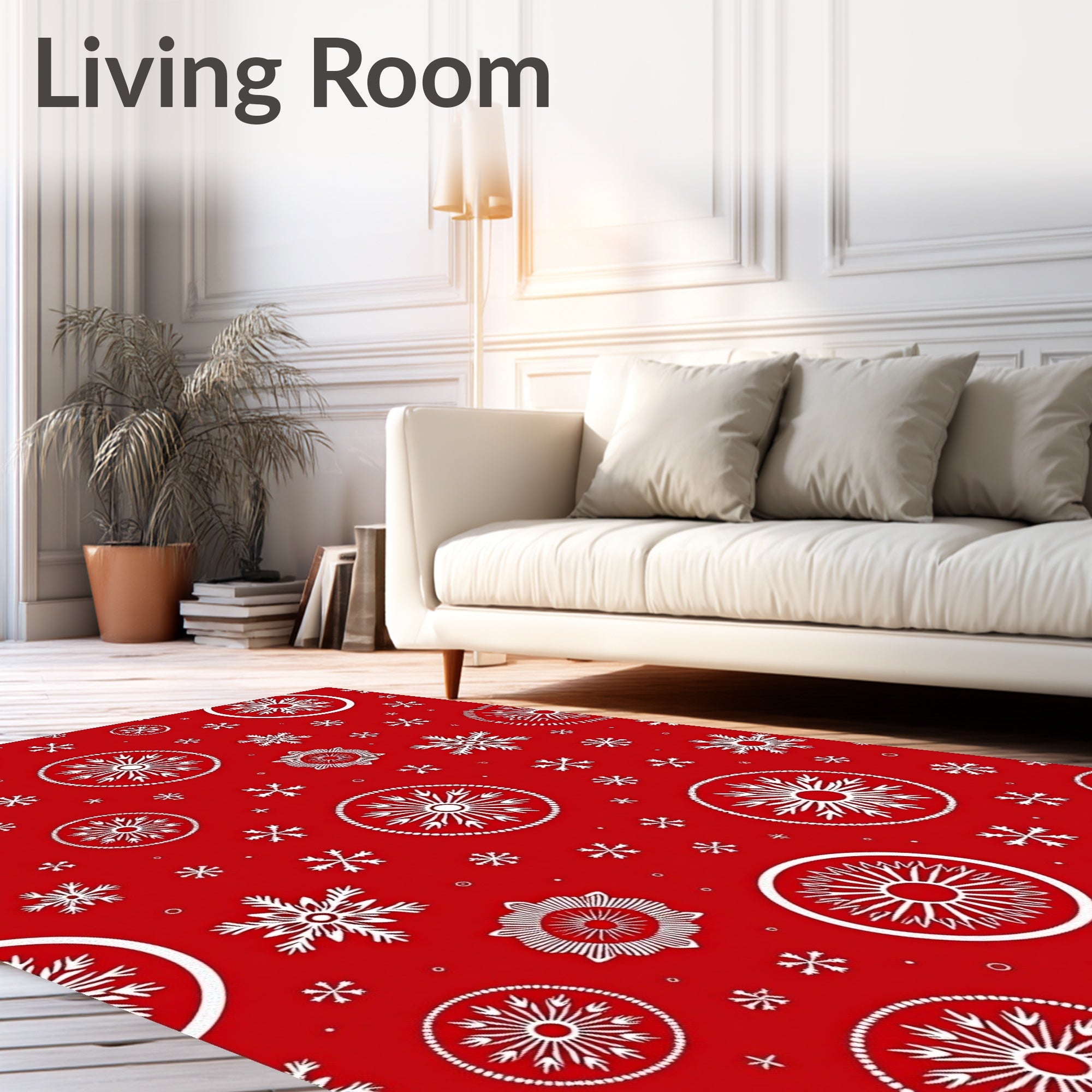 Festive Red Snowflake Medallion Rug
