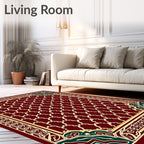 Crimson Lattice Border Accents Rug