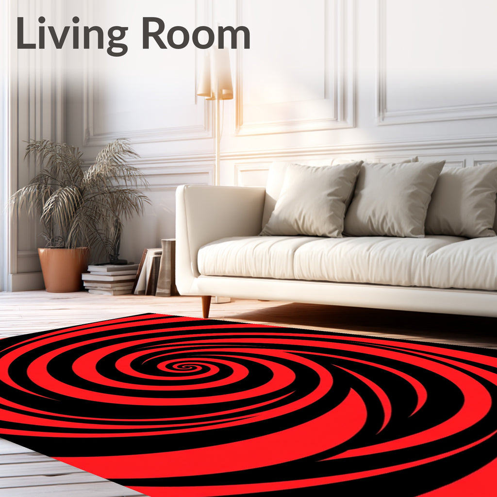 Vivid Red Swirl Spiral Rug