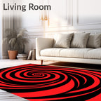 Vivid Red Swirl Spiral Rug