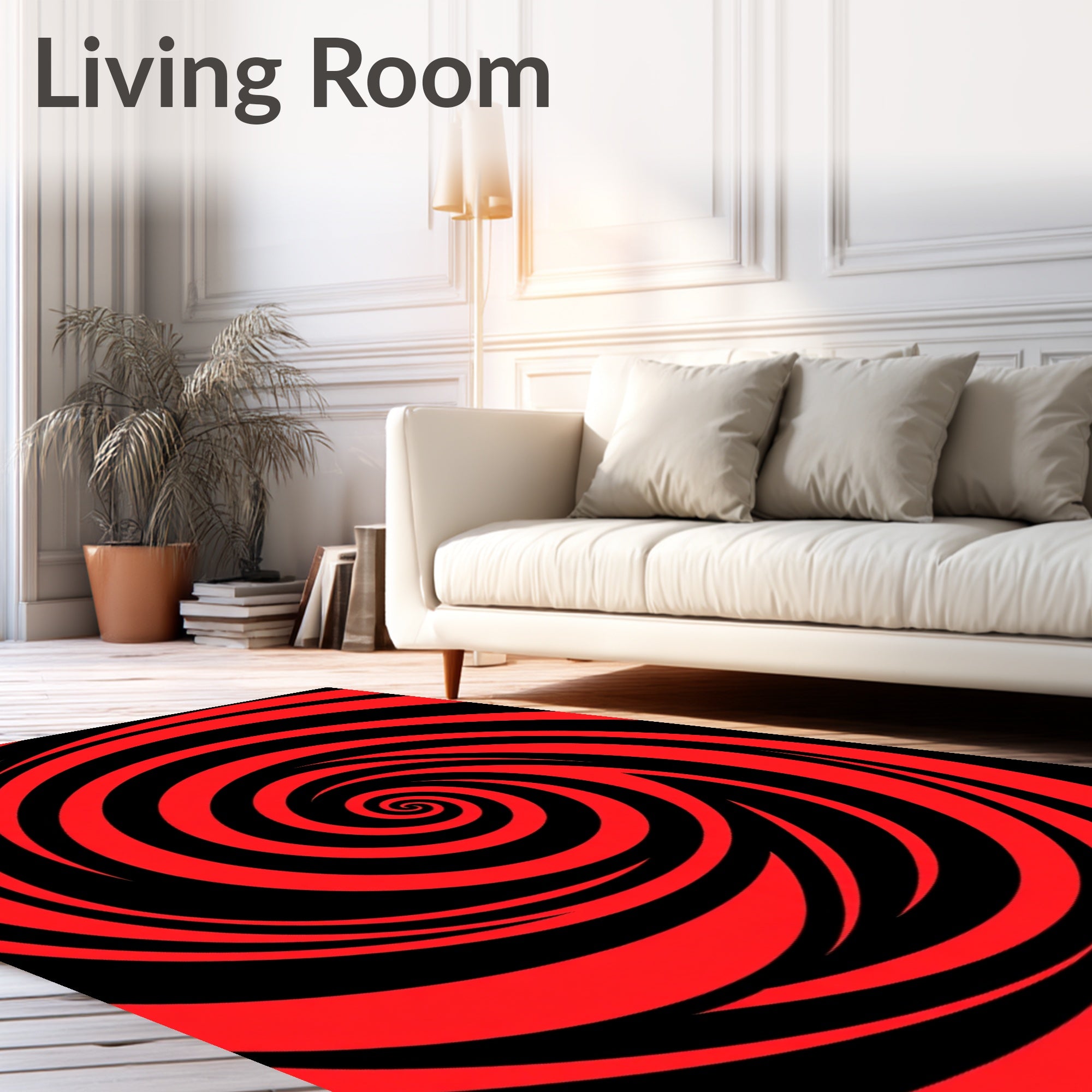 Vivid Red Swirl Spiral Rug