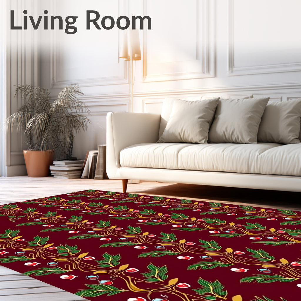 Crimson Berry Vine Garland Rug
