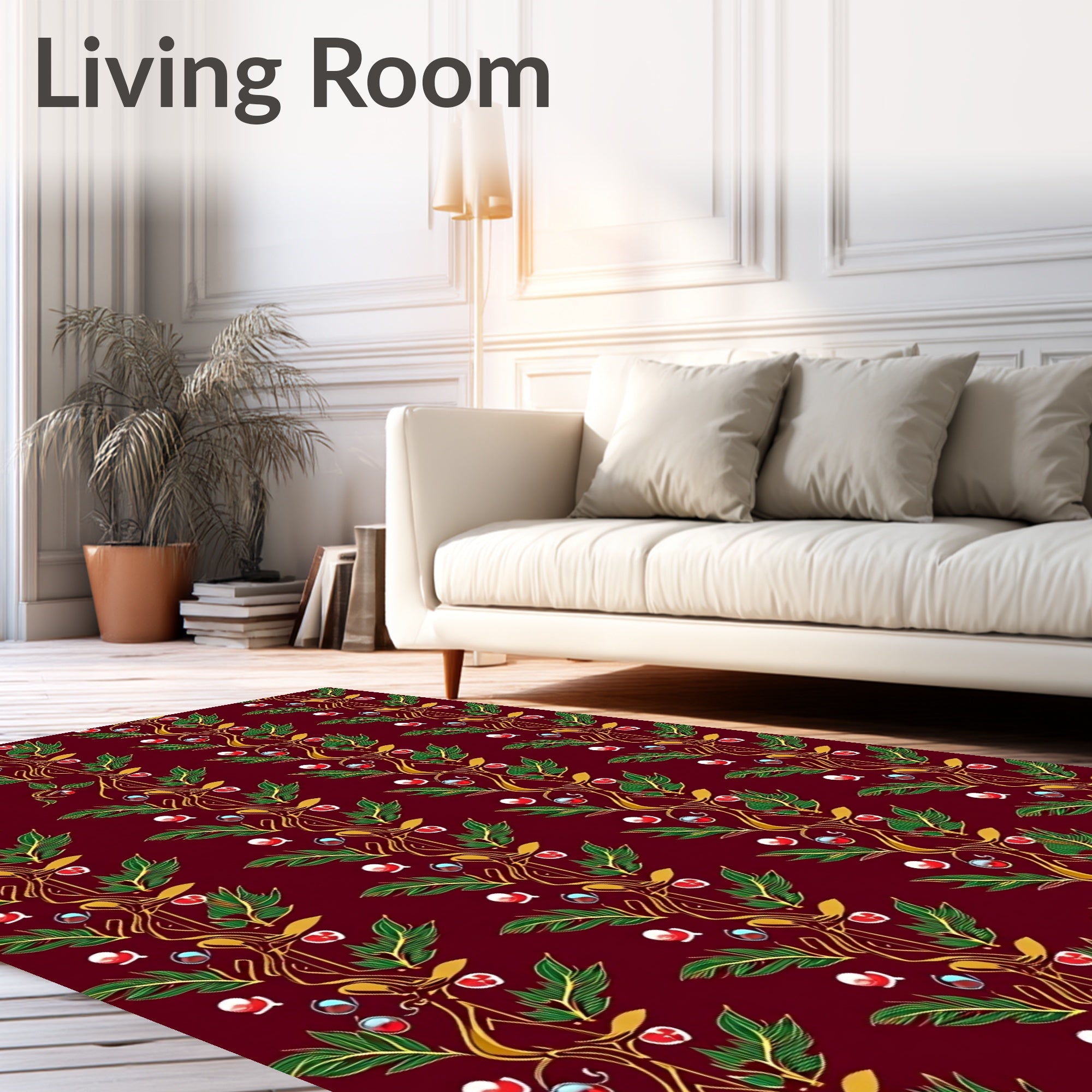 Crimson Berry Vine Garland Rug