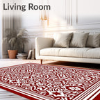Crimson White Intricate Floral Medallion Rug