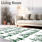 Dark Green Forest Pine Trees Rug