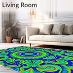 Psychedelic Blue Green Abstract Mandala Rug