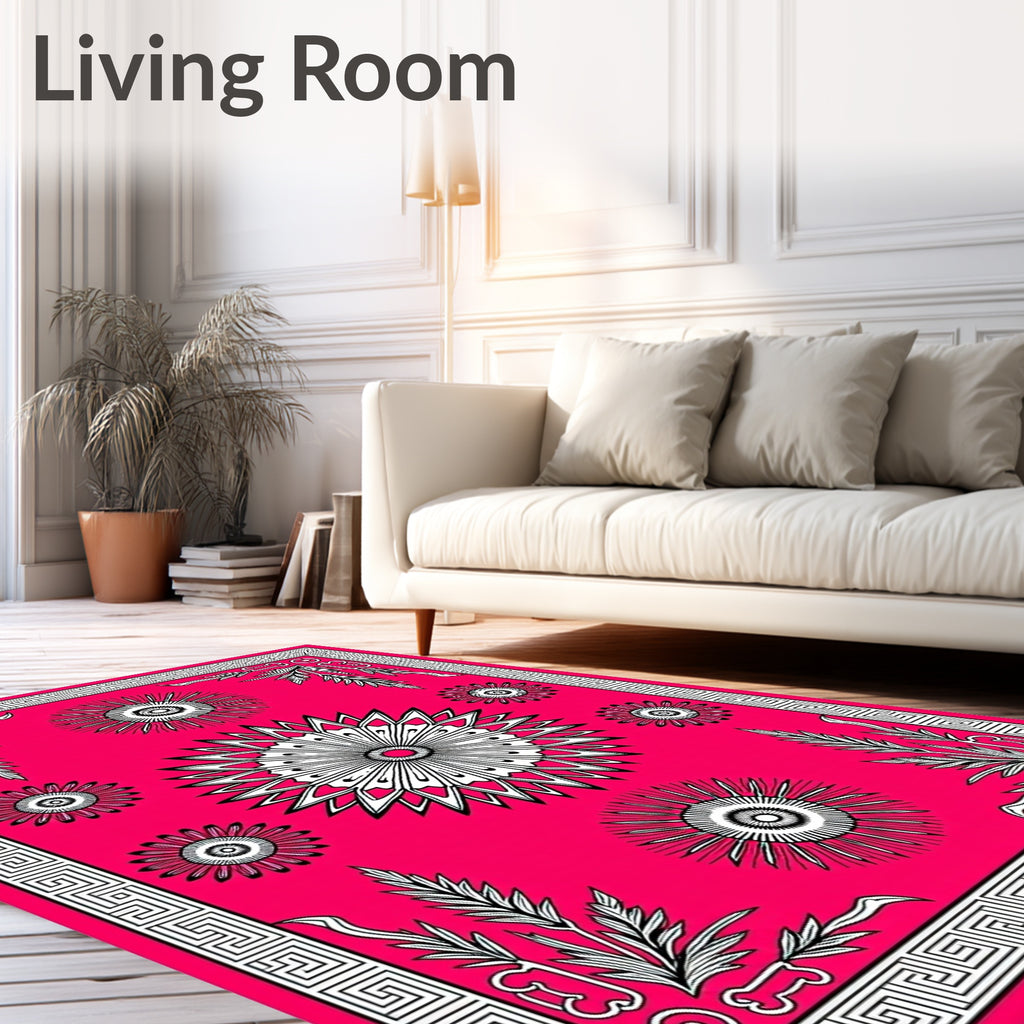 Vibrant Magenta Sunburst Medallions Rug