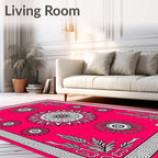 Vibrant Magenta Sunburst Medallions Rug