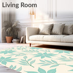 Teal Petal Leaf Botanical Arrangement Rug