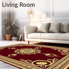 Rich Burgundy Gold Floral Medallion Rug