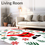 Cheerful Santa Claus Snowflake Leaf Rug