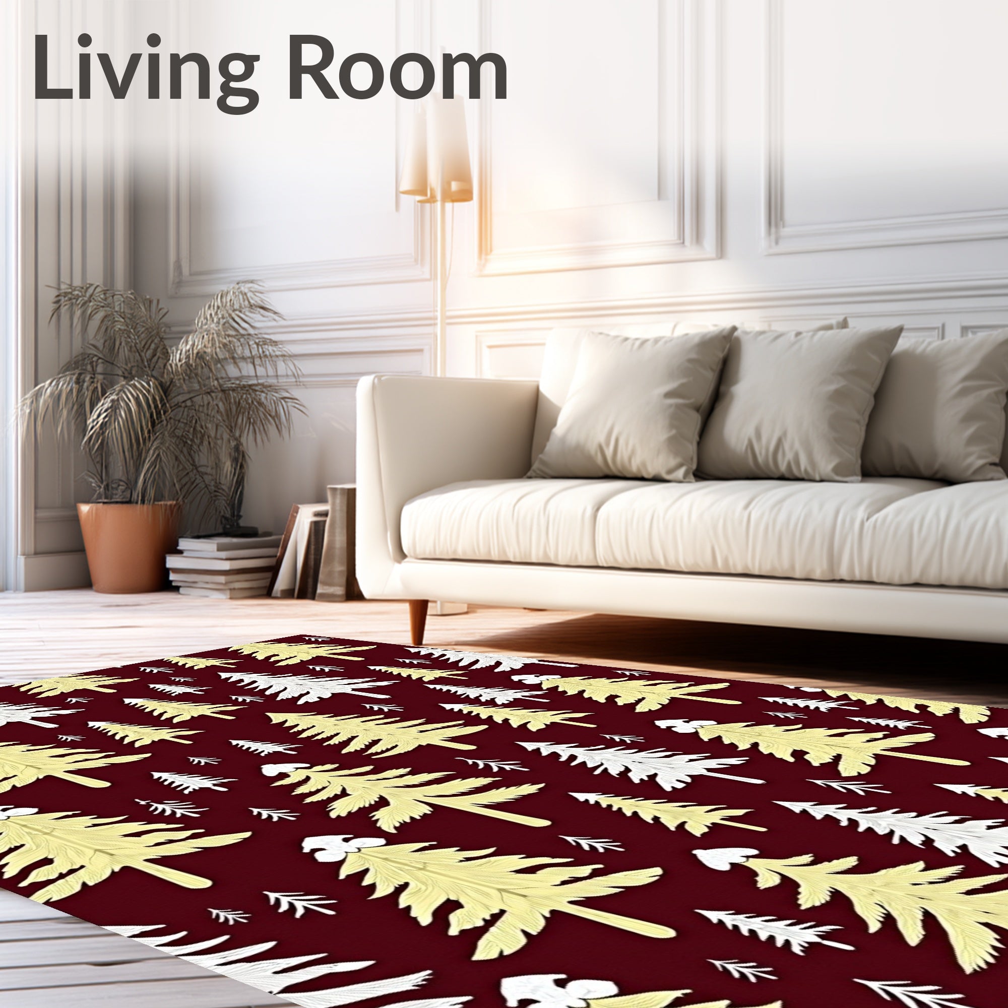Golden Winter Woodland Tree Scene Rug