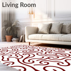 Crimson Swirl Abstract Continuous Line Rug